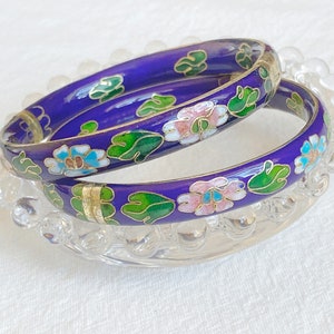 Cloisonne Bracelet • Blue flower bracelet• Vintage  Bracelet • Qipao Bracelet • Antique Jewelry • Handmade Bracelet