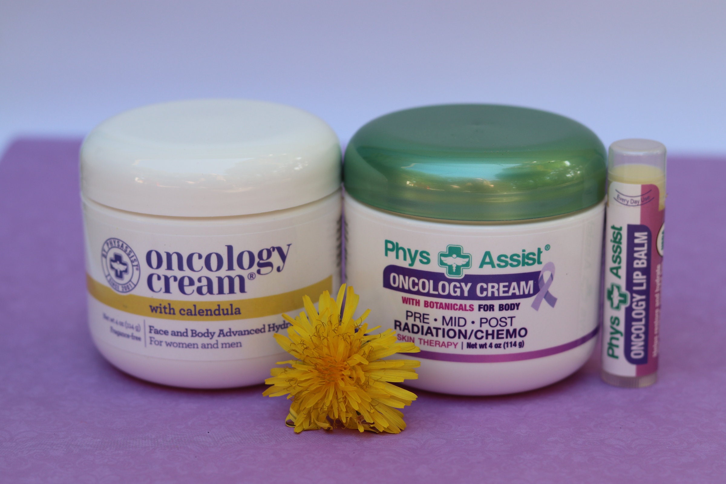 Oncology Calendula & Peppermint Set Creams. 4 Oz Jar With Lip Balm
