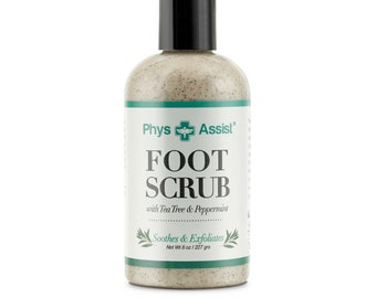 PhysAssist Foot Scrub, Soothes & Exfoliates. - 8 oz with Tea Tree and Peppermint oils