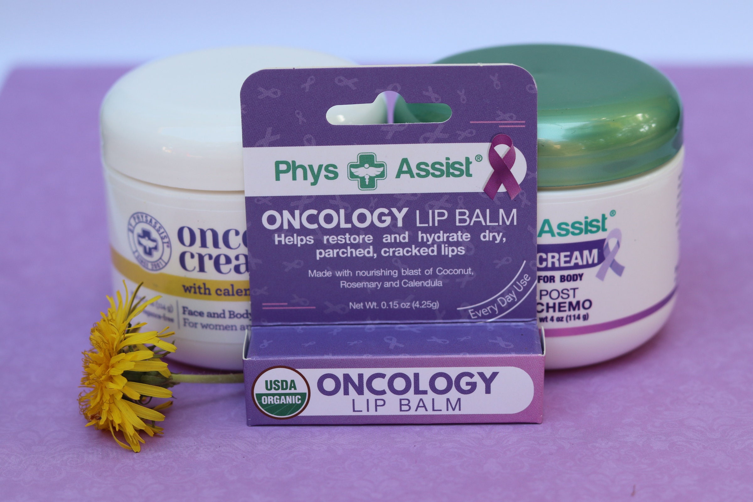 Oncology Calendula & Peppermint Set Creams. 4 Oz Jar With Lip Balm