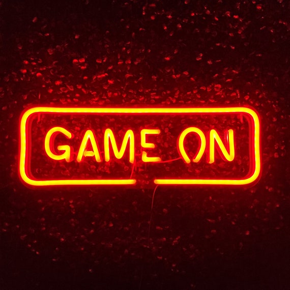 Neon Sign 'GAME ON' LED Light Shield Wall Decor | Etsy