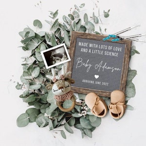 IVF Pregnancy Announcement Digital, Editable Pregnancy Reveal, Love & Science Baby Reveal, Minimalist Baby Announcement, Facebook Pregnancy