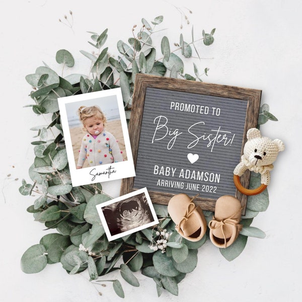 Digital Pregnancy Announcement, Baby Announcement, Reveal Pregnancy, Promoted to Big Sister announcement, Facebook Announcement
