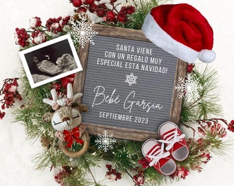 Anuncio de Embarazo de Navidad Digital para Redes Sociales, Christmas Pregnancy Announcement SPANISH, Anuncio de Embarazo