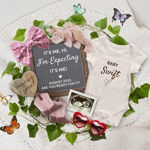 Girl Pregnancy Announcement Digital, Baby Reveal Template, Pop Culture Baby Pregnancy Announcement for Social Media