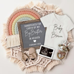 Rainbow Baby Pregnancy Announcement, Handpicked by Heaven Pregnancy Template, Baby Reveal, Pregnancy Reveal, Pregnancy Flat Lay