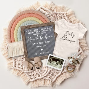 Isaiah 66:9 Christian Rainbow Pregnancy Announcement, Rainbow Baby Pregnancy Announcement, Social Media Pregnancy Announcement Template