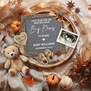 Fall Social Media Pregnancy Announcement, Digital, Fall is in the Air Announcement, Get Ready to Fall in Love, Thanksgiving Pregnancy Reveal