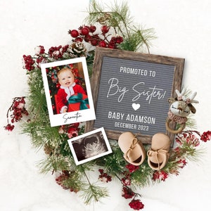 Christmas Pregnancy Announcement, Baby Announcement, Reveal Pregnancy, Promoted to Big Sister announcement, Pregnancy Flat Lay