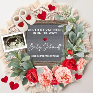 Valentines Day Pregnancy Announcement Digital,  Baby Announcement Social Media, Little Valentine, February Baby Reveal, Editable Template