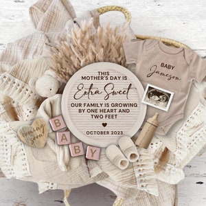 Mother&#39;s Day Digital Pregnancy Announcement, Boho Baby Reveal, Gender Neutral Pregnancy Reveal Template, Instagram Facebook Pregnancy