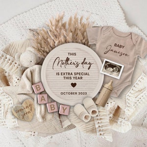 Mother&#39;s Day Digital Pregnancy Announcement, Boho Baby Reveal, Gender Neutral Pregnancy Reveal Template, Instagram Facebook Pregnancy