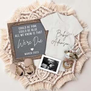 Could Be Pink Could Be Blue Baby Announcement, Digital Pregnancy Announcement for Social Media, Boho Pregnancy Reveal, Gender Neutral