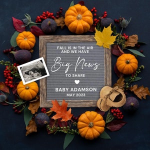 Fall Social Media Pregnancy Announcement, Digital, Fall is in the Air Announcement, Get Ready to Fall in Love, Thanksgiving Pregnancy Reveal