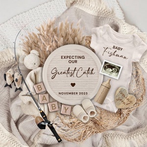 Father&#39;s Day Pregnancy Announcement, Our Greatest catch Pregnancy Announcement Digital, Baby Reveal, O-Fish-Ally Pregnancy Reveal