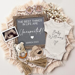 Boho Baby Pregnancy Announcement Digital, Editable Unexpected Pregnancy Reveal, Best Things Unexpected Baby Reveal, Pregnancy Flat Lay
