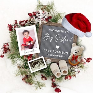 Christmas Pregnancy Announcement, Baby Announcement, Reveal Pregnancy, Promoted to Big Sister announcement, Pregnancy Flat Lay