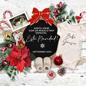 Anuncio de Embarazo de Navidad Digital para Redes Sociales, Christmas Pregnancy Announcement SPANISH, Anuncio de Embarazo
