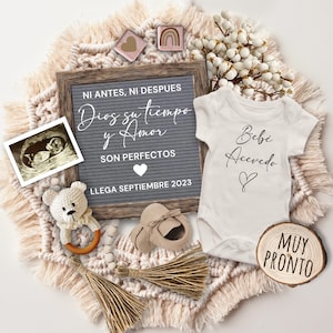 Anuncio de Embarazo ESPAÑOL, Baby Reveal Social Media, Anuncio de Embarazo, Ni antes ni despues Dios su tiempo y Amor son perfectos