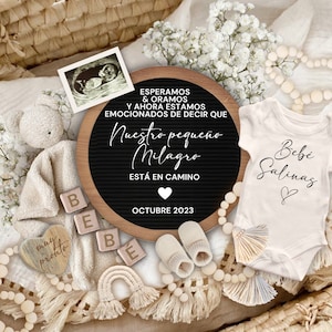 Anuncio de Embarazo, zwangerschapsaankondiging SPAANS, Baby Reveal Social Media, Nuestro pequeño milagro está en camino