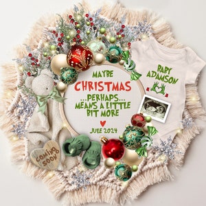 Christmas Pregnancy Announcement Digital, Funny Baby Reveal Template, Christmas Green Theme Baby Reveal, Gender Neutral Baby Announcement