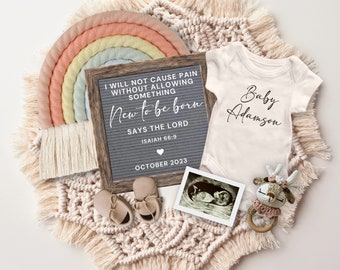 Isaiah 66:9 Christian Rainbow Pregnancy Announcement, Rainbow Baby Pregnancy Announcement, Social Media Pregnancy Announcement Template