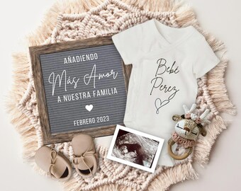 Boho Spanish Pregnancy Announcement: Social Media Baby Reveal (Digital File)