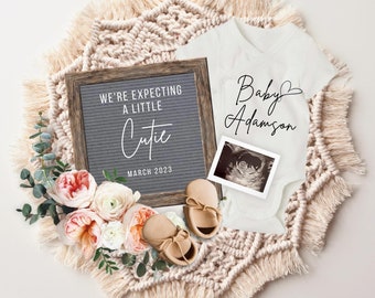 Cutie Pregnancy Announcement Digital, We're Expecting Baby Girl Reveal, Pregnancy Reveal, Pregnancy Flat Lay, Facebook Instagram Pregnancy