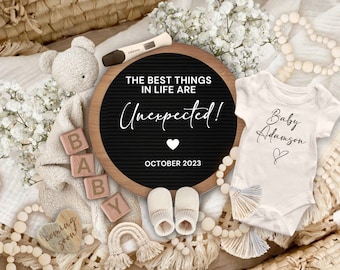 Pregnancy Announcement with Test, Editable Unexpected Pregnancy Reveal, Best Things Unexpected Baby Reveal, Pregnancy Template, Baby Reveal