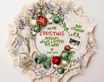 Christmas Pregnancy Announcement Digital, Funny Baby Reveal Template, Christmas Green Theme Baby Reveal, Gender Neutral Baby Announcement
