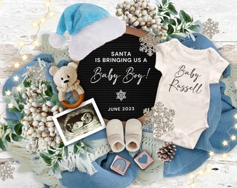 Boy Christmas Pregnancy Announcement, Editable Baby Boy Holiday Baby Reveal, It&#39;s a Boy Social Media Announcement, Pregnancy Flat Lay