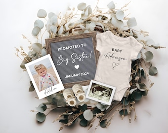 Digital Pregnancy Announcement, Baby Announcement, Reveal Pregnancy, Promoted to Big Sister announcement, Pregnancy Flat Lay