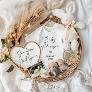 Pregnancy Announcement January 2026, January Baby Announcement Template, Baby Reveal, Pregnancy Reveal due January, See you next Year 2026
