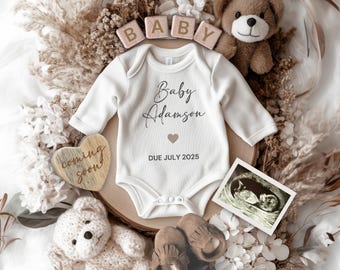 Digital Pregnancy Announcement, Neutral Baby Reveal Social Media, Gender Reveal, Boho Beige Pregnancy Announcement, Pregnancy due Date