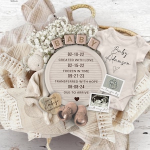 IVF Pregnancy Announcement, Boho Gender Neutral Baby Reveal Template for Social Media, Digital IUI Baby Announcement, Journey to Baby Reveal