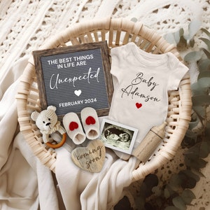 Valentines Day Pregnancy Announcement, Baby Reveal Template, Baby Pregnancy Announcement Template, Best Things are Unexpected