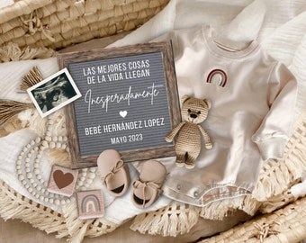 Boho Pregnancy Announcement SPANISH, Anuncio de Embarazo,Las Mejores Cosas De La Vida LLegan Inesperadamente, Baby Reveal Social Media