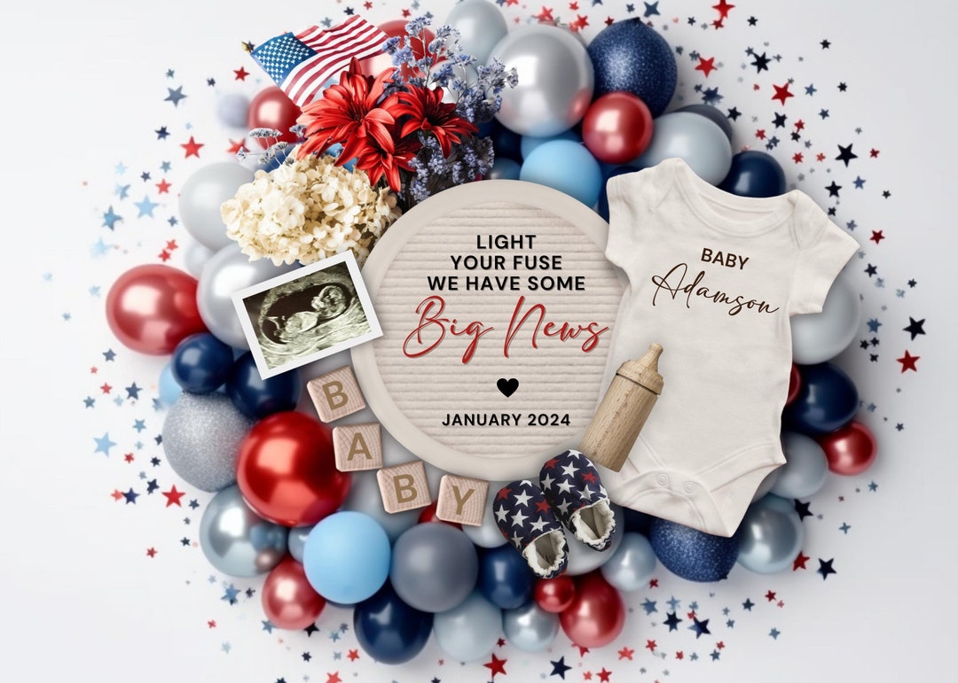 4th of July Pregnancy Announcement, Patriotic Baby Reveal Template ...
