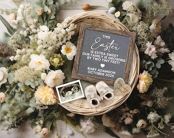 Easter Pregnancy Announcement, Spring Baby Announcement Digital for Social Media, Gender Neutral Pregnancy Announcement, Baby Reveal