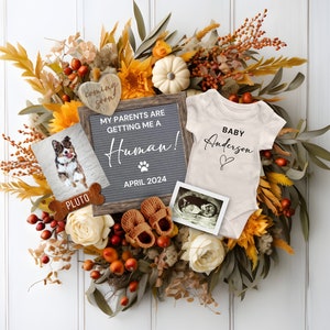Thanksgiving Fall Pet Pregnancy Announcement Digital, Baby Announcement, Pregnancy Reveal, Dog Baby Reveal, Gender Neutral Baby Announcement