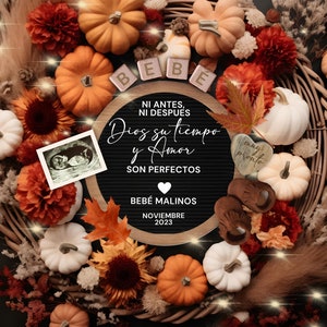 Thanksgiving zwangerschap aankondiging SPAANS, Baby Reveal Digital, Anuncio de Embarazo, Ni antes ni despues Los Tiempos De Dios son perfectos