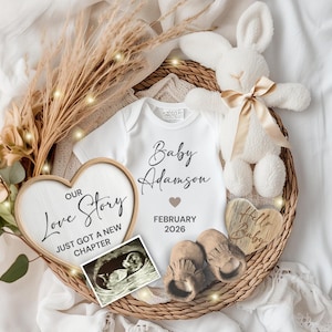 Baby Announcement February 2026 Template, Neutral Baby Announcement, February Gender Neutral Baby Reveal, February 2026 Pregnancy Reveal