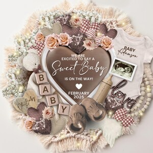 Faire-part de grossesse numérique pour la Saint-Valentin, modèle de faire-part bébé doux, faire-part de grossesse, faire-part de bébé neutre