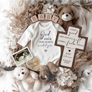James 1:17 Schwangerschaftsankündigung, Boho Religiöse Schwangerschaftsankündigungsvorlage, Christian Baby Reveal, Gott wusste, dass unsere Herzen Sie brauchten