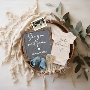 2026 New Years Baby Boy Announcement, New Year Digital Pregnancy Reveal, See you Next Year Baby Template, January 2026, Baby Boy Reveal