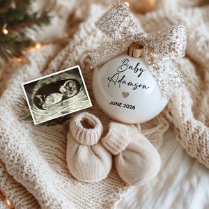 Christmas Ornament Pregnancy Announcement Digital, Editable Christmas Baby Reveal Template