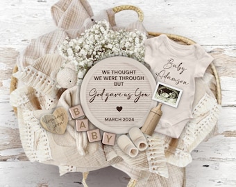 Pregnancy Announcement Digital, We thought we were through but God gave us you, Gender Neutral Baby Reveal Template, Second Third Baby