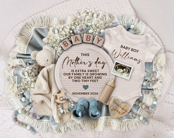 Mother's Day Boy Pregnancy Announcement,  Baby Boy Reveal,  Pregnancy Reveal Editable Template, May 2024 Baby Reveal, It's a Boy