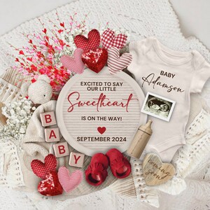 Valentine&#39;s Day Pregnancy Announcement Digital, Baby Announcement, Our Little Sweetheart, Baby Reveal, Pregnancy Reveal Template