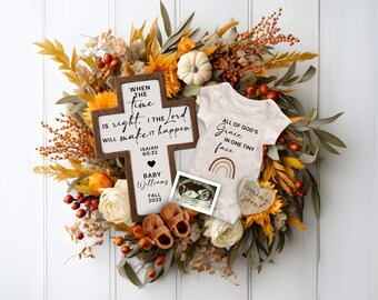 Thanksgiving Fall Isaiah 60:22 Baby Pregnancy Announcement, Christian Rainbow Pregnancy Announcement for Social Media, Pregnancy Template